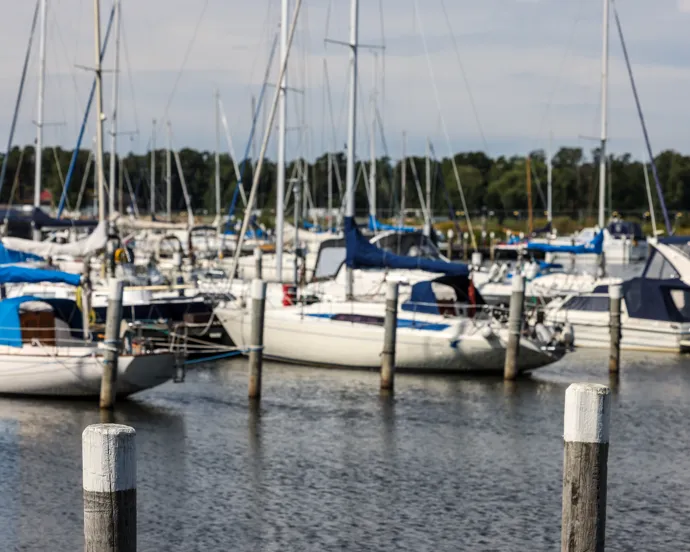 En massa båtar som ligger i vattnet.